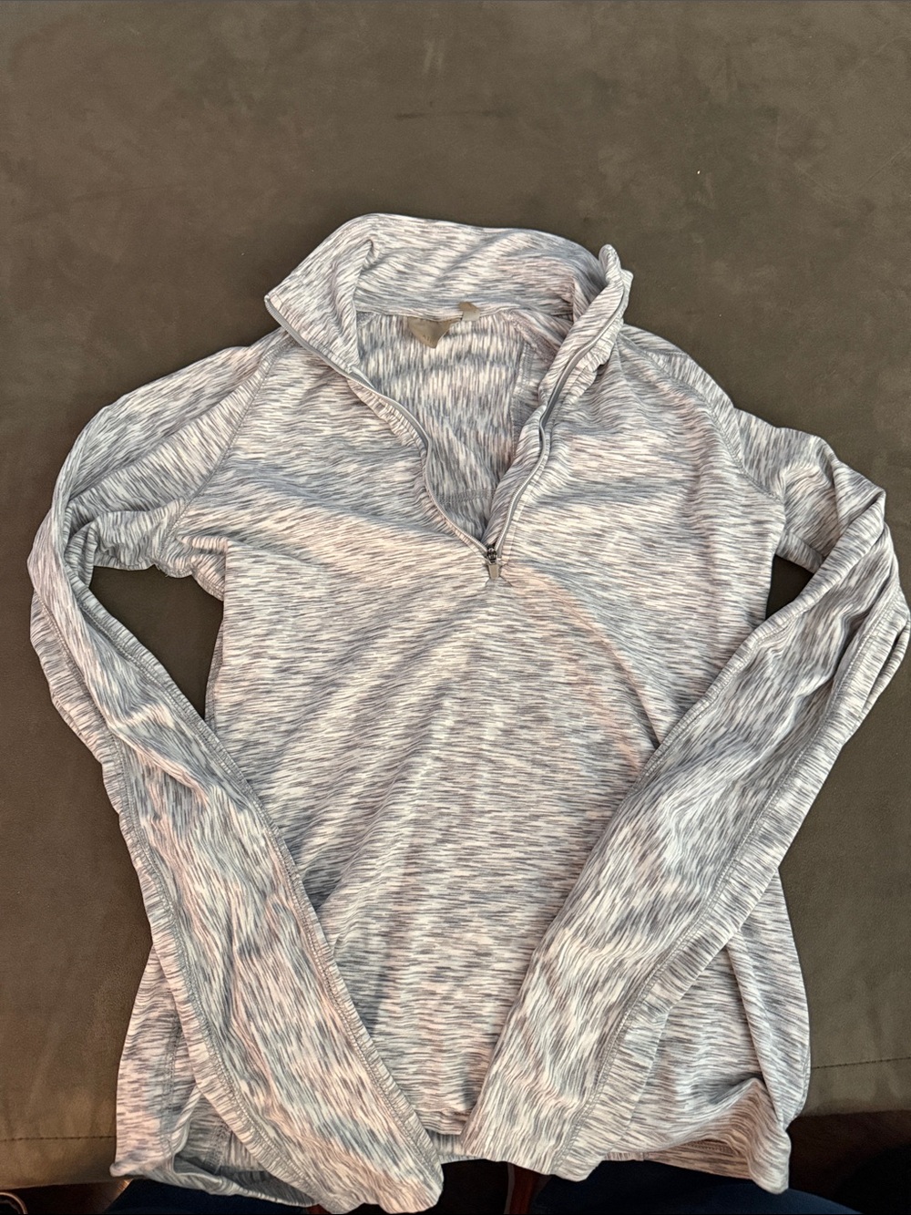 Athleta Light Grey Heather Quarter-Zip Pullover